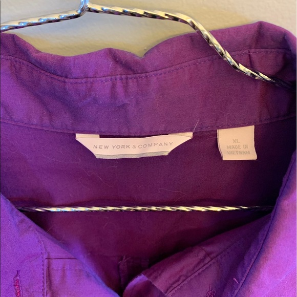 New York & Company Purple button up top, XL - Picture 5 of 6